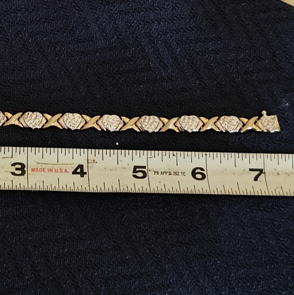STUNNING X & HEART 14 KT BRACELET